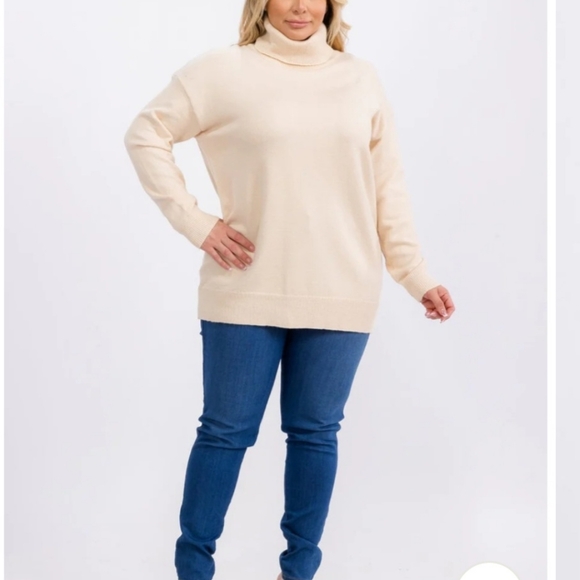 Cream Turtleneck Sweater XL, 1X, 2X - Picture 4 of 5